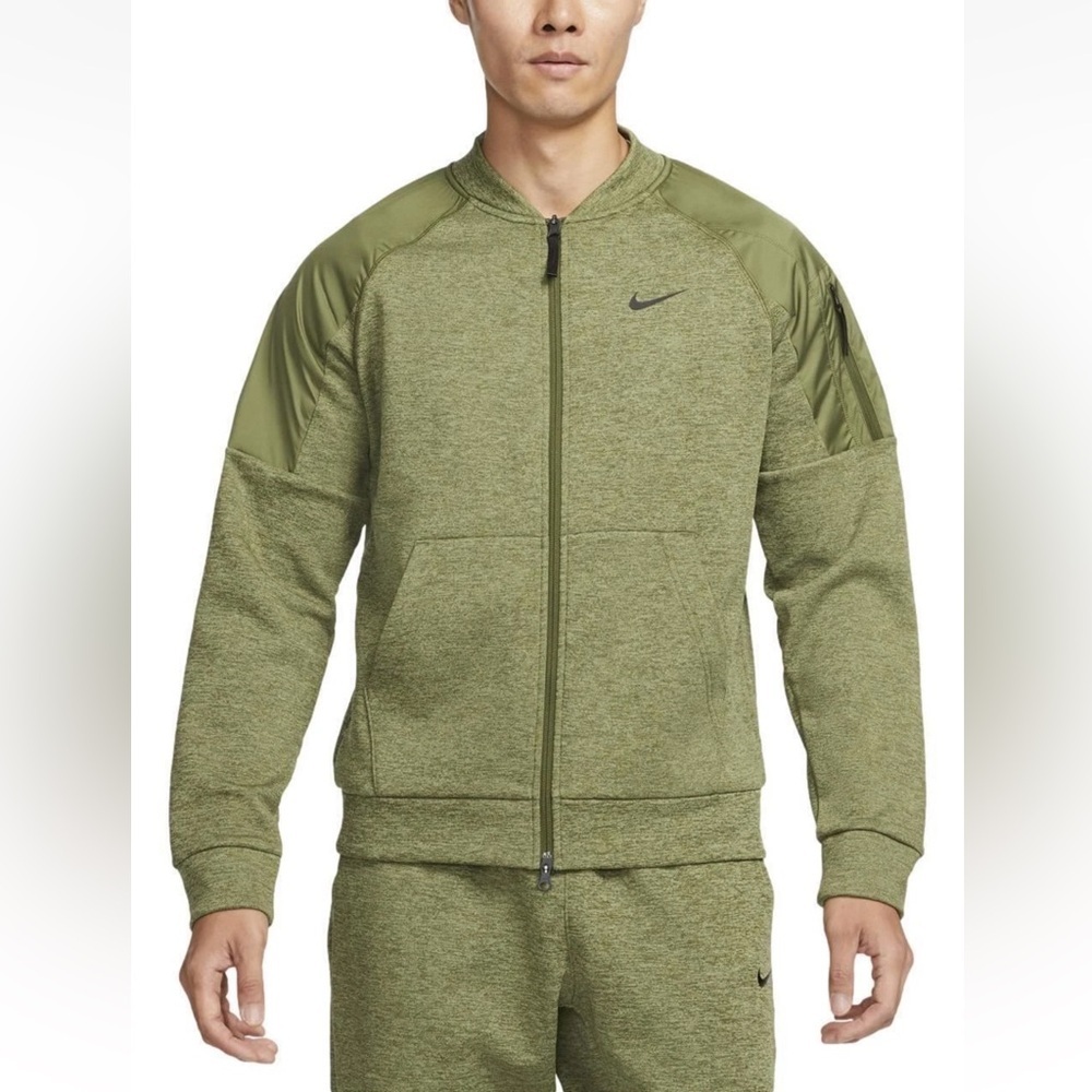 Nike Therma-FIT Bomber Jacket Mens Small Green Training Full Zip DQ4852-326
